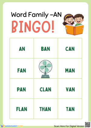 AN Word Family Bingo – Fun Phonics Game for Early Readers