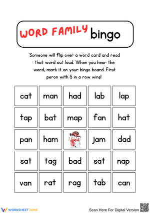 CVC Word Family Bingo Blast!