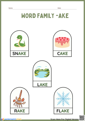 Word Family -AKE Worksheet