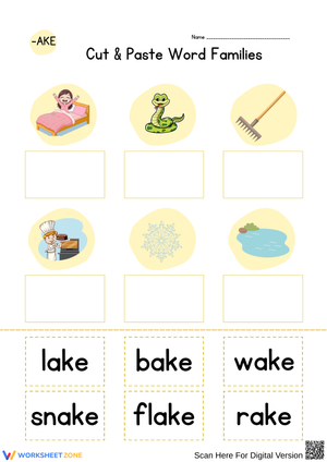 Cut & Paste Word Families – AKE Worksheet