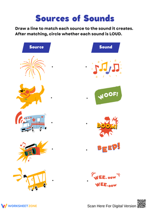 Sources of Sounds – Match the Sound