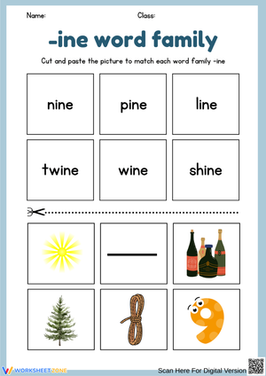 -ine Word Family Cut & Paste Worksheet
