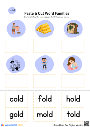 -old Word Family Cut & Paste Worksheet