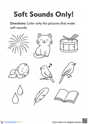 Soft Sounds Only – Coloring Activity for Kids