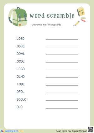 Word Scramble Worksheet