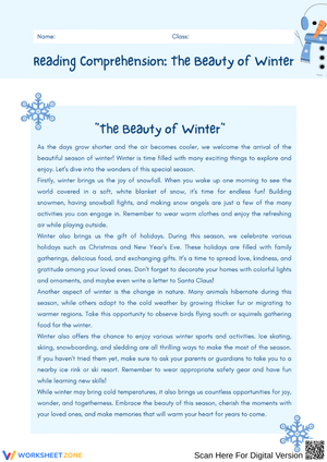 Winter Reading Comprehension – The Beauty of Winter