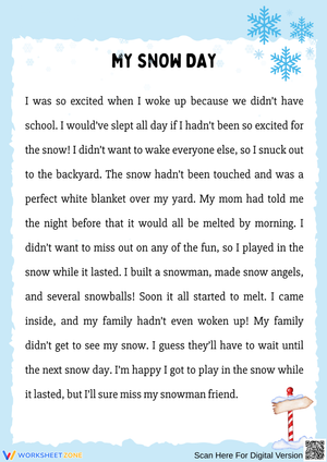 My Snow Day – Winter Reading Comprehension