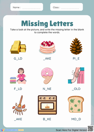 Missing Letters Word Completion Worksheet