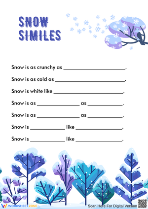 Snow Similes – Winter Figurative Language Worksheet