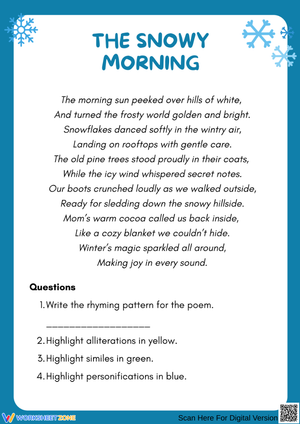 The Snowy Morning – Winter Poetry Analysis Worksheet