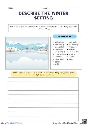 Describe the Winter Setting – Writing & Vocabulary Worksheet