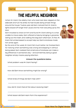 Reading Comprehension: The Helpful Neighbor
