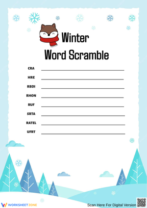 Winter Word Scramble Worksheet