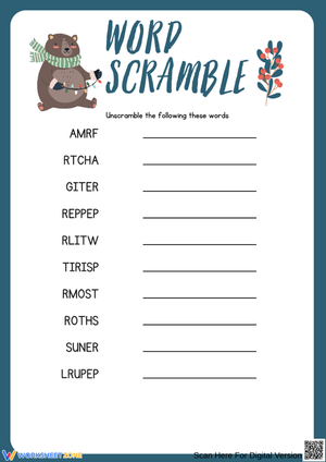 Winter Word Scramble Worksheet