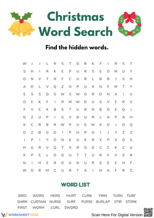 Christmas Word Search Worksheet