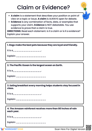 Claim or Evidence? Worksheet