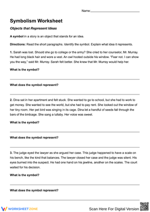 Symbolism Worksheet: Objects That Represent Ideas