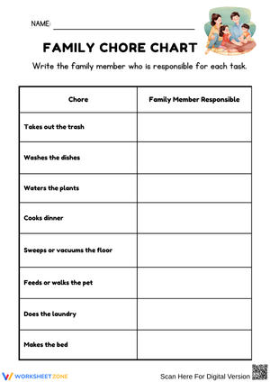 Family Chore Chart – Write Who Is Responsible