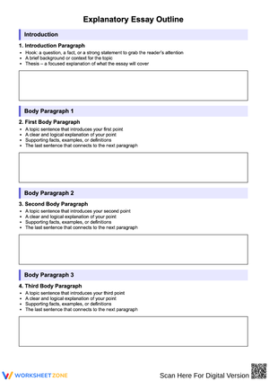 Explanatory Essay Outline Worksheet