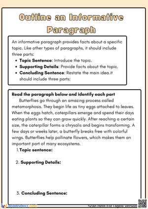 Outline an Informative Paragraph Worksheet