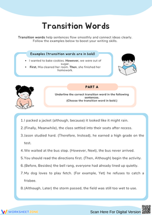 Transition Words Practice Worksheet