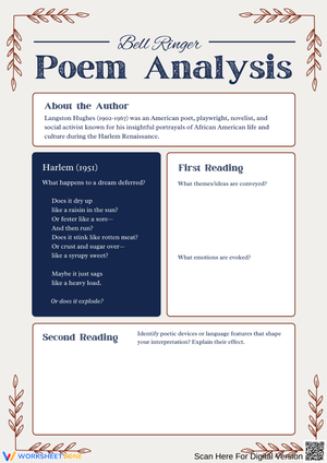 Harlem Poem Analysis Bell Ringer Worksheet
