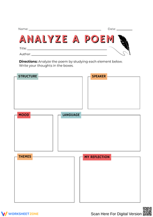 Analyze a Poem Graphic Organizer Worksheet