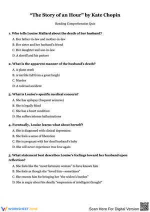 The Story of an Hour Multiple-Choice Quiz