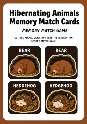 Hibernating Animals Memory Match Cards | Essential Science