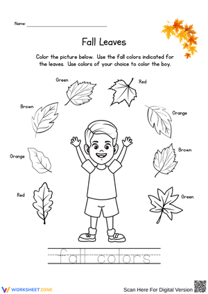 Fall Leaves Coloring Worksheet for Kids