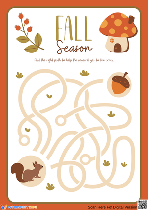 Fall Season Maze Worksheet