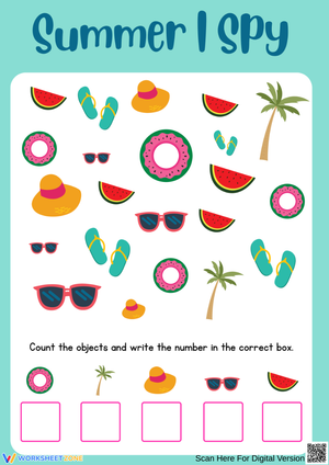 Summer I Spy – Count and Write Worksheet