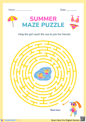 Summer Maze Puzzle Worksheet
