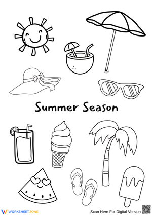 Printable Summer Season Coloring Worksheet