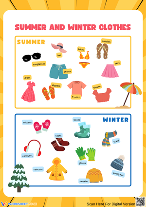Summer and Winter Clothes Worksheet
