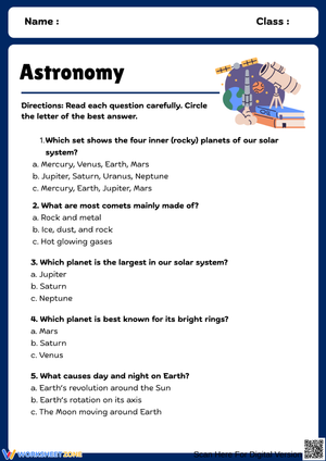 Astronomy Multiple-Choice Worksheet