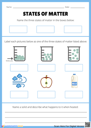 States of Matter Identification Worksheet