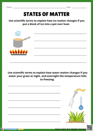 States of Matter Scientific Explanation Worksheet