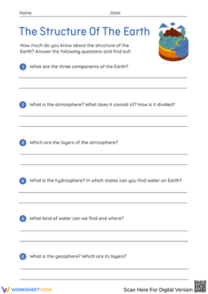 The Structure of the Earth Short-Answer Worksheet