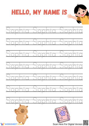 Name Tracing Practice – Sophia
