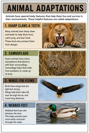 Grade 6 Animal Adaptations — Printable No-Prep Chart