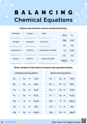 Balancing Chemical Equations Worksheet