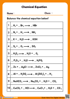 Chemical Equation Balancing Practice Worksheet