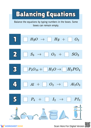 Balance the Chemical Reactions Worksheet