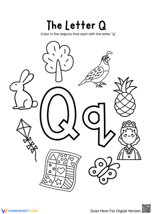 Letter Q Coloring Worksheet – Beginning Sounds Activity