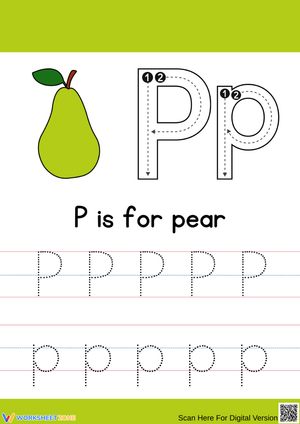 Letter P Tracing Worksheet – P is for Pear