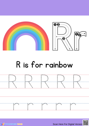 Letter R Tracing Worksheet – R is for Rainbow