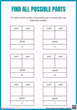 Find All Possible Parts – Part–Part–Whole Practice Worksheet
