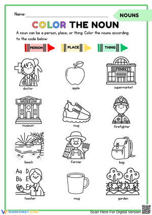 Color the Noun – Person, Place, or Thing