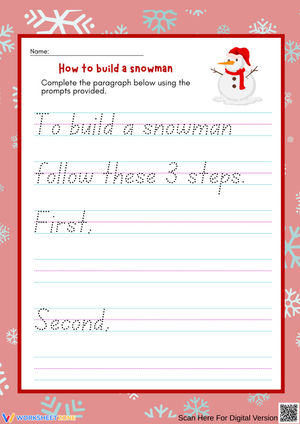 How to Build a Snowman – Step-by-Step Writing Worksheet